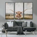Texas Longhorn Wall Art Canvas Print – Framed Western Cow