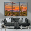 Saguaro Cactus Wall Art Canvas Print – Framed Arizona Sunset