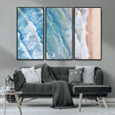 Aerial Ocean View Wall Art Canvas Print – Framed Soft Blue