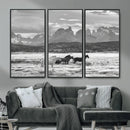 Wild Horses Wall Art – Framed Black White Mountain Canvas by MyGreatCanvas | Canvas Wall Art Prints | Photo Prints & Wall Decor