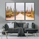 Desert Cactus Lined Road Wall Art Canvas Print – Framed by MyGreatCanvas | Canvas Wall Art Prints | Photo Prints & Wall Decor