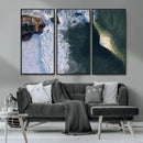 Ocean Wave Wall Art – Aerial Coastal View Canvas Artwork, by MyGreatCanvas | Canvas Wall Art Prints | Photo Prints & Wall Decor