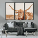 Longhorn Bull Wall Art Canvas Print – Framed Western Cow