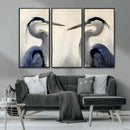 Blue Heron Pair Wall Art Canvas Print – Framed Coastal Bird
