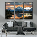 Mountain Sunset Wall Art Canvas Print – Framed Alpine