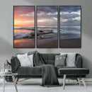 Golden Hour Wall Art Canvas Print – Framed Tranquil Waves
