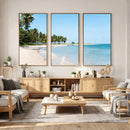 Palm Tree Coast Wall Art Canvas Print – Framed Island Getaway with Crystal Blue Water Scenic Artwork for Home, Office by MyGreatCanvas | Canvas Wall Art Prints | Photo Prints & Wall Decor