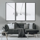 Ski Lift Wall Art Canvas Print – Snowy Alpine Landscape