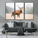 Vintage Wildlife Wall Art Canvas Print – Misty Landscape