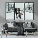 Moose Snow Wall Art Canvas Print – Framed Winter Wildlife by MyGreatCanvas | Canvas Wall Art Prints | Photo Prints & Wall Decor