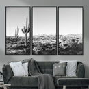 Saguaro Cactus Wall Art Canvas Print – Framed Monochrome