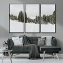 Frosty Pines Wall Art Canvas Print – Framed Silent Snowfall