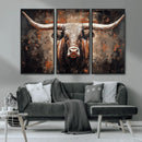 Rustic Longhorn Bull Wall Art Canvas Print – Vintage Western by MyGreatCanvas | Canvas Wall Art Prints | Photo Prints & Wall Decor