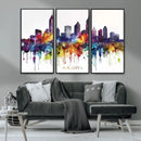 Atlanta Skyline Wall Art Canvas Print – Framed Colorful