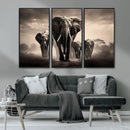 Elephant Family Wall Art Canvas Print, Framed Elephant Wall