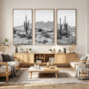 Black White Arizona Desert Canvas Wall Art Cactus Farmhouse