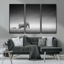 Elephand and Zebra Wall Art Canvas Print, Modern Artwork