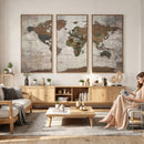 World Map Canvas Print – Framed Detailed Map of the World