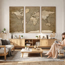 World Map Wall Art Canvas Print, Framed Map Art Picture