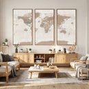 Framed Large World Map Canvas Print for Office Decor by MyGreatCanvas | Canvas Wall Art Prints | Photo Prints & Wall Decor