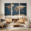 Navy Blue World Map Canvas Print – Framed Travel Map Wall by MyGreatCanvas | Canvas Wall Art Prints | Photo Prints & Wall Decor