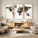 Watercolor World Map Print - Large Wall Art Canvas Print for