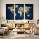 World Map Canvas Print – Framed Travel Map Wall Art for