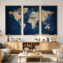 World Map Canvas Print – Framed Travel Map Wall Art for by MyGreatCanvas | Canvas Wall Art Prints | Photo Prints & Wall Decor
