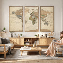 Framed World Map Wall Art for Home and Office Decor