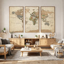 Framed World Map Wall Art for Home and Office Decor