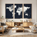 Black World Map Wall Art Canvas Print for Home Office and by MyGreatCanvas | Canvas Wall Art Prints | Photo Prints & Wall Decor