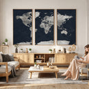 Colorful Watercolor World Map Canvas Print – Vibrant Framed
