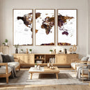 Rustic World Map Wall Art Canvas Print | Large World Map on