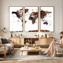 Rustic World Map Wall Art Canvas Print | Large World Map on