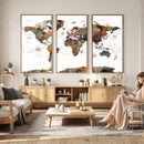 Watercolor World Map Canvas Print – Detailed Map of the