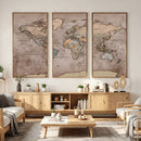 Grunge World Map Canvas Wall Art - Vintage Aged World Map by MyGreatCanvas | Canvas Wall Art Prints | Photo Prints & Wall Decor