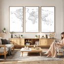 World Map Canvas Print – Framed Modern Detailed Map of the