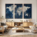 Large Blue World Map Wall Art Canvas Print for Home Office by MyGreatCanvas | Canvas Wall Art Prints | Photo Prints & Wall Decor