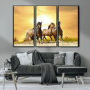 Wild Horses Wall Art Canvas Print – Framed Galloping Herd