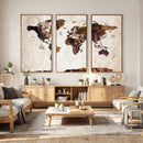 Blue Watercolor World Map Canvas Print – Framed Modern Wall