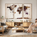 Blue Watercolor World Map Canvas Print – Framed Modern Wall
