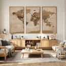 World Map Canvas Wall Art Print, Detailed Global Map Artwork