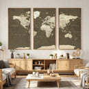 Vintage World Map Canvas Print – Framed Travel Map Wall Art