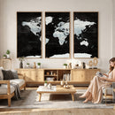 World Map Canvas Print – Framed Push Pin Wall Art, Color
