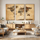 Navy Blue and Gold World Map Canvas Print – Framed Luxury by MyGreatCanvas | Canvas Wall Art Prints | Photo Prints & Wall Decor