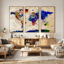 Colorful World Map Canvas Wall Art – Abstract Watercolor Map by MyGreatCanvas | Canvas Wall Art Prints | Photo Prints & Wall Decor