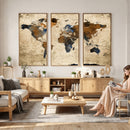 World Map Wall Art Canvas Print, Modern Decorative Framed
