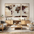 World Map Canvas Triptych – Colorful Global Wall Art for by MyGreatCanvas | Canvas Wall Art Prints | Photo Prints & Wall Decor
