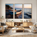 Coastal Fishing Boats Wall Art Canvas Print, Sunset Beach by MyGreatCanvas | Canvas Wall Art Prints | Photo Prints & Wall Decor