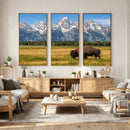 Bison in Mountain Landscape Wall Art Canvas Print – Western by MyGreatCanvas | Canvas Wall Art Prints | Photo Prints & Wall Decor